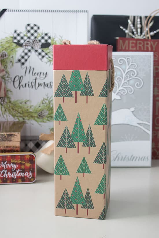 Christmas wine bottle bag and box