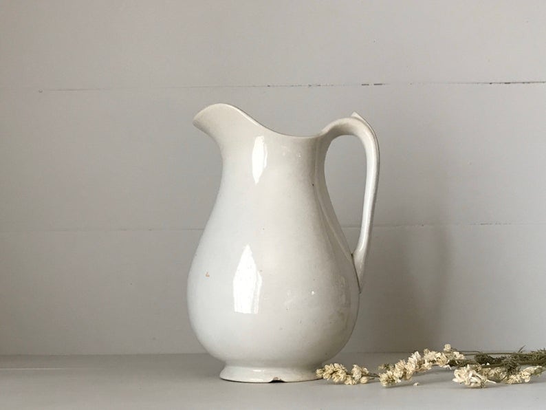 white vintage ironstone pitcher