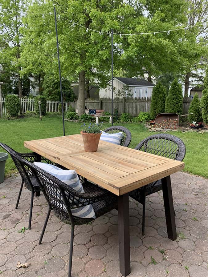 wood deck table and chairs