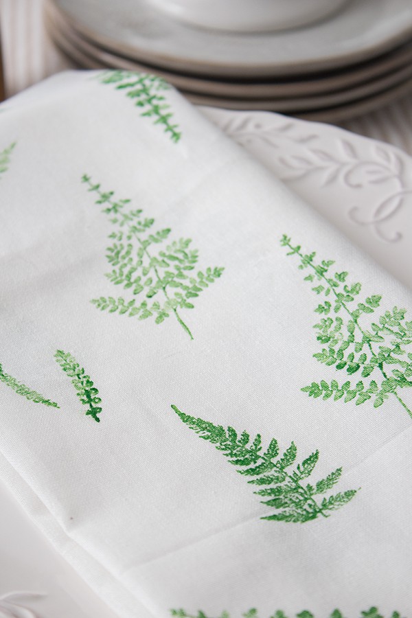 fern stamped tea towels