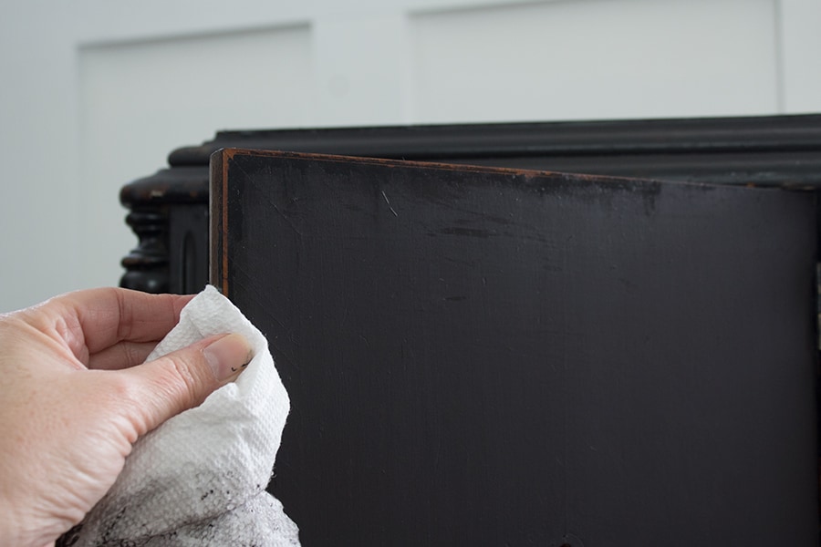 black painted furniture and distressing