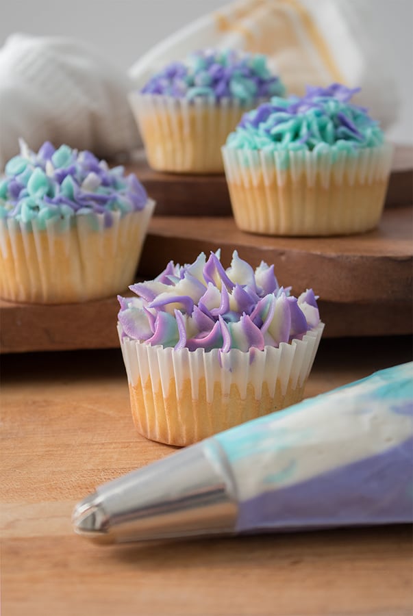 hydrangea cupcakes purple and blue