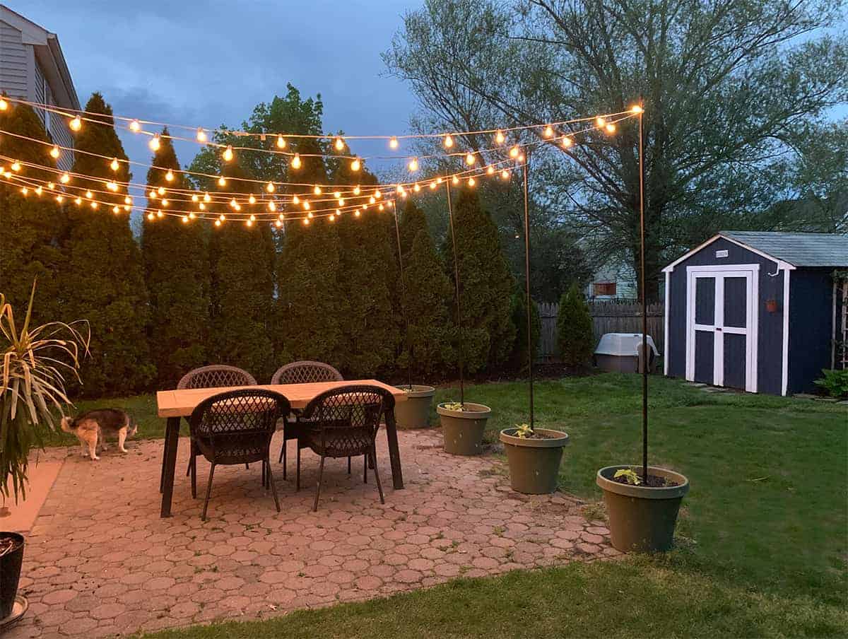how to hang string lights in backyard without trees