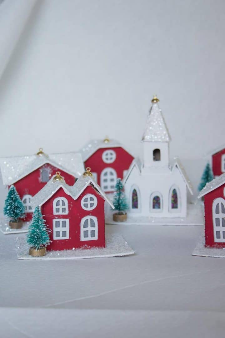 vintage-cardboard-Christmas-house old fashioned Christmas decorations