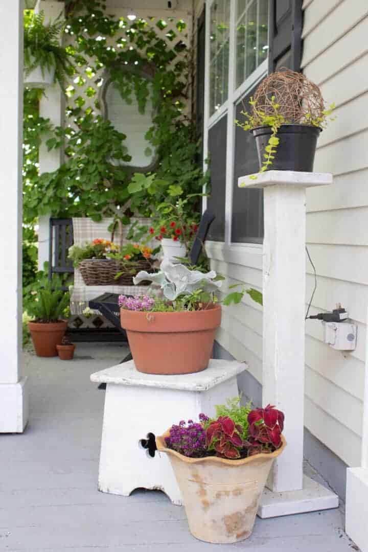 privacy screen porch with plants