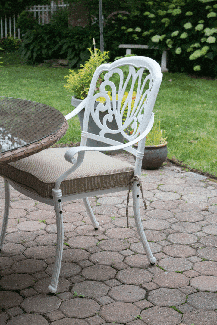 white patio chairs