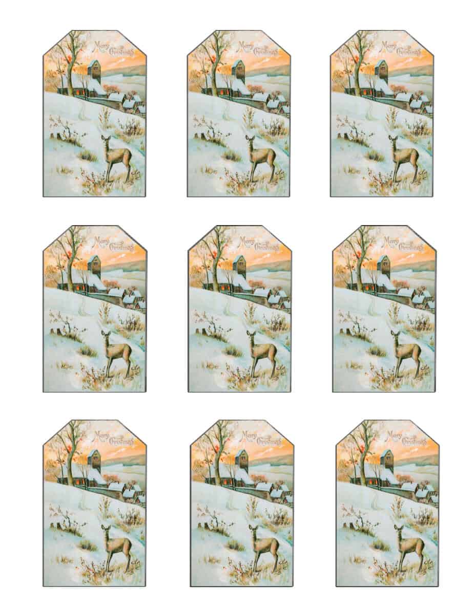 Vintage Christmas Gift Tags Free - Gift Tags Deer 