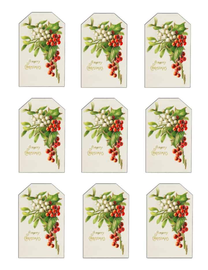 vintage christmas gift tag printable