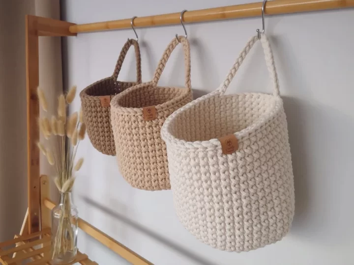 hanging crocheted baskets