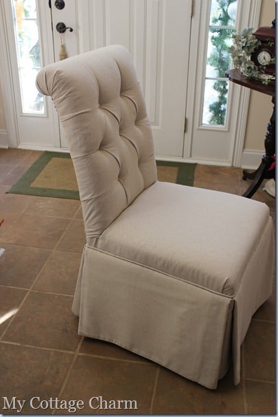 DIY tufted chair slipcover