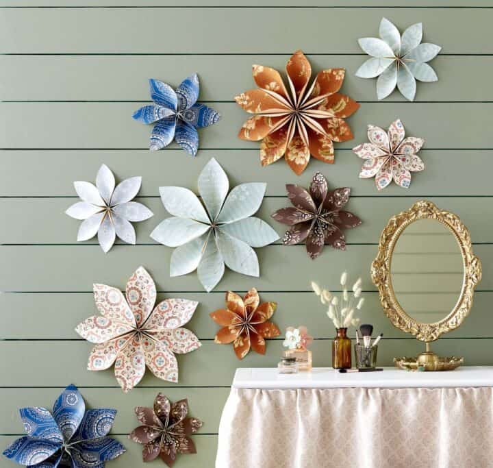 wallpaper-flowers easy bedroom wall decor diy ideas