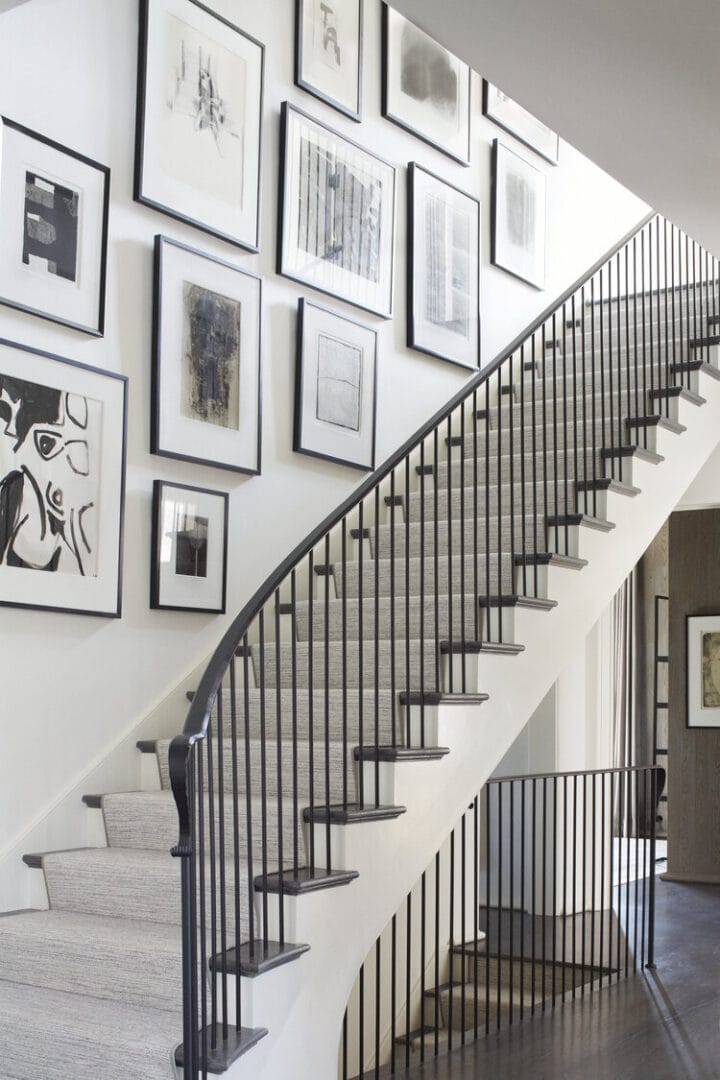 black and white art gallery wall