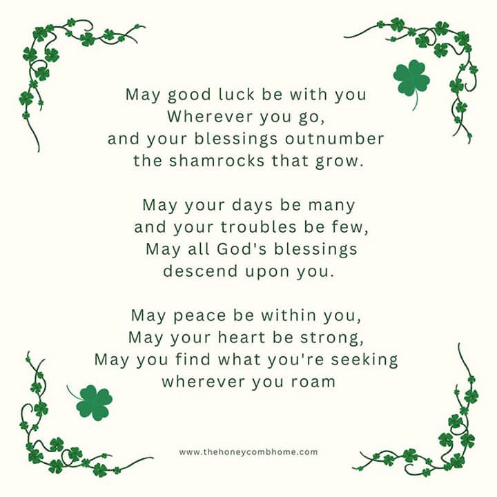 May Good Luck Be With You St Patricks day prayer printable 10x10 - St Patrick's day prayers