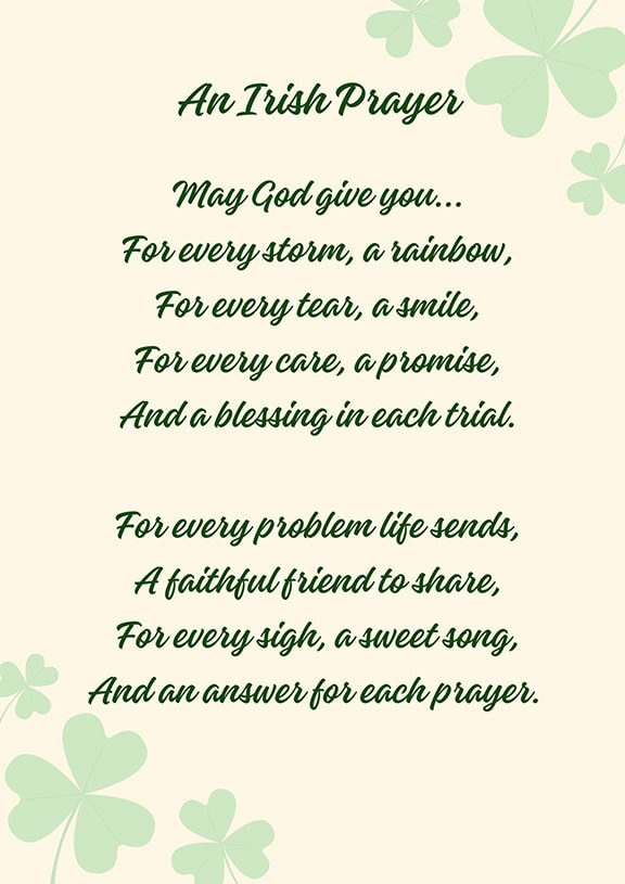 may God give you st patricks day prayer printable 8x11