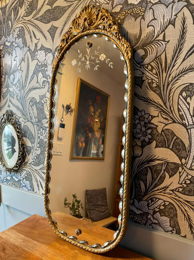 antique-pie-crust-mirror vintage finds on etsy