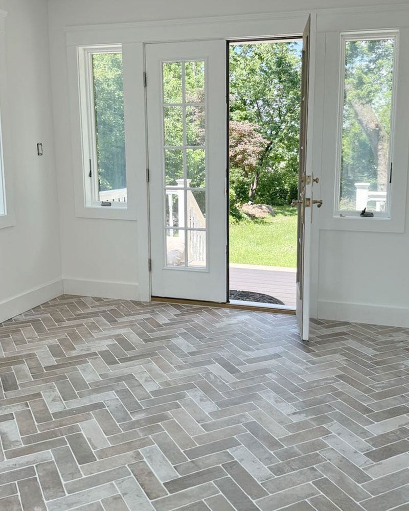 Brick Flooring In Our Sunroom - The Honeycomb Home