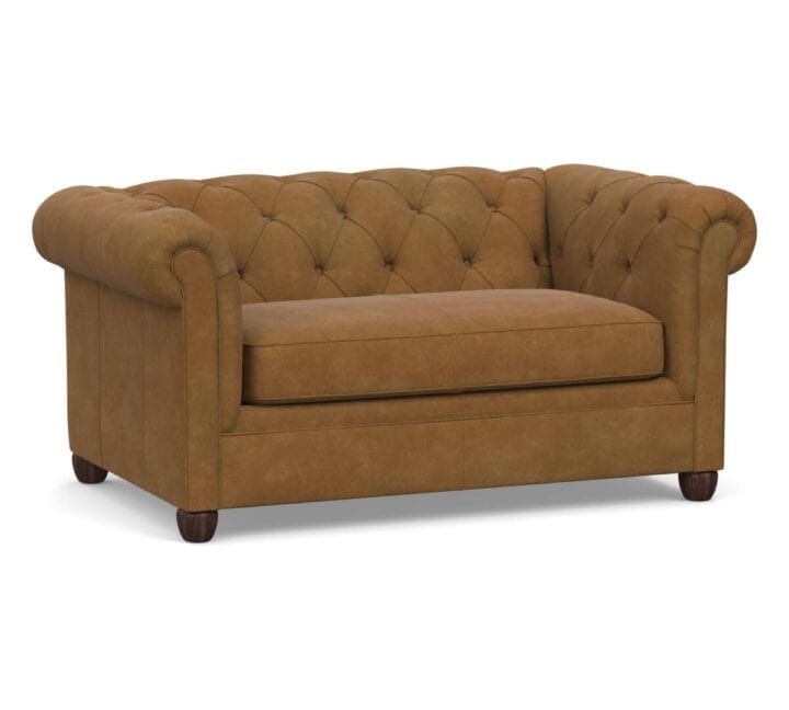 leather chesterfield sofa in vintage brown - neutral home decor that isn't white