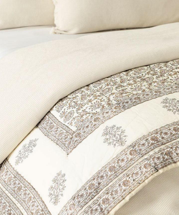 neutral patterned bedding