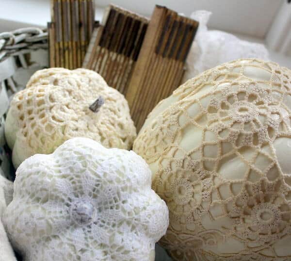 lace doily pumpkins