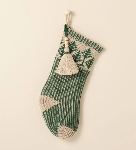 green knit Christmas stocking hearth and hand