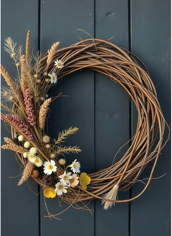 easy-diy-fall-wreath with grapevine form