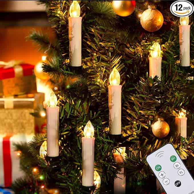 flameless Christmas tree clip on candles with timer