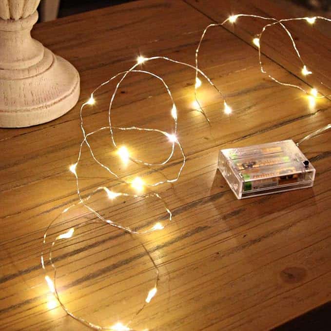 battery operated glimmer string lights with clear string
