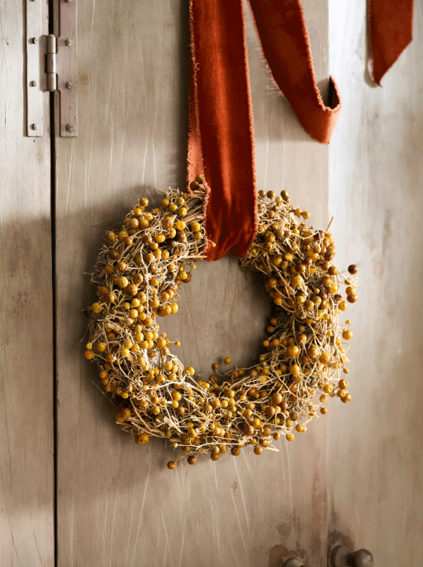 natural dried floral fall wreath simple