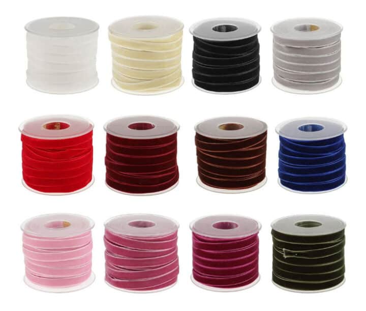 velvet ribbon for tree trimming and gift wrapping - a great budget friendly option for holiday decor