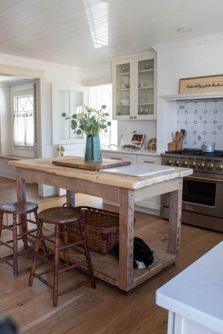 IG- vintage style kitchen island made from old barn wood
