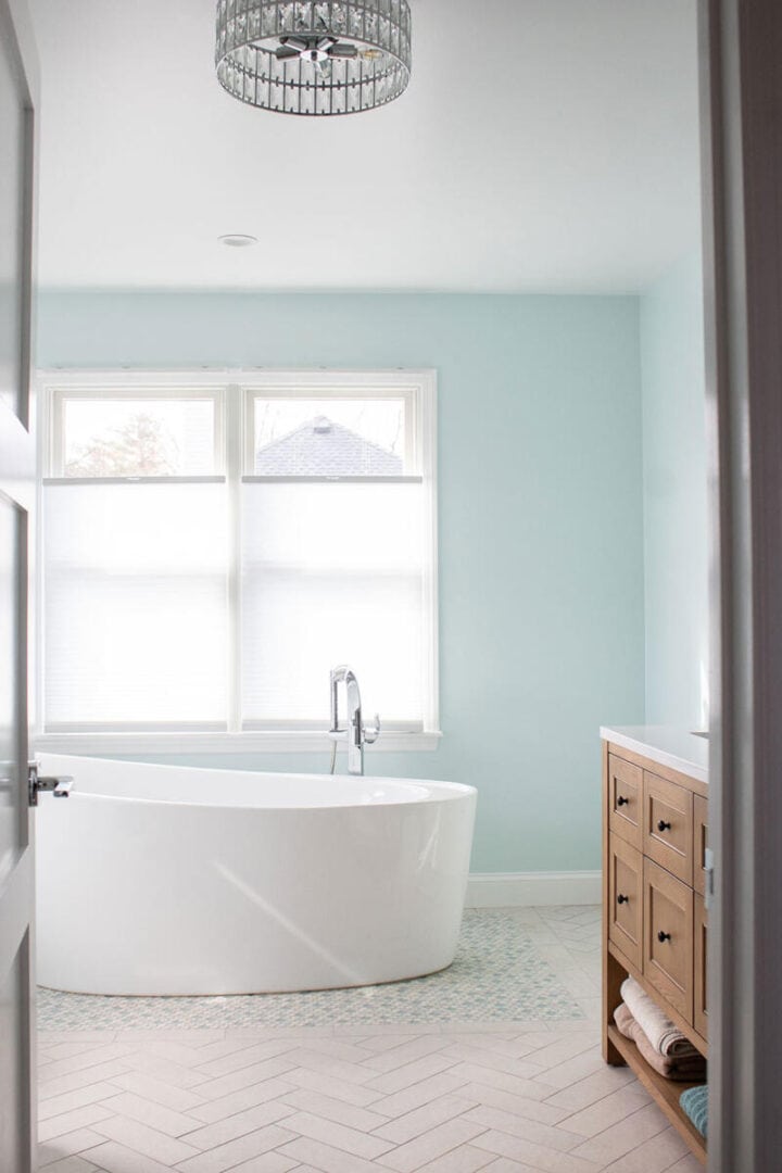 modern-coastal-bathroom-design-with-freestanding-tub - bathroom tub surround tile ideas