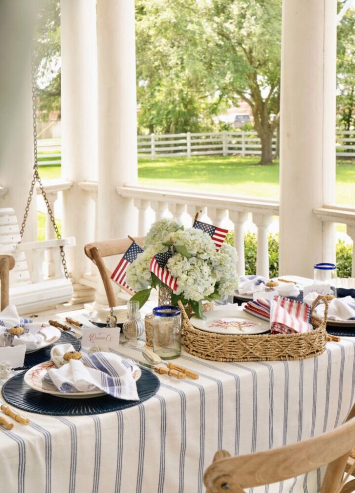 outdoor fourth of july table setting ideas - patriotic home decor