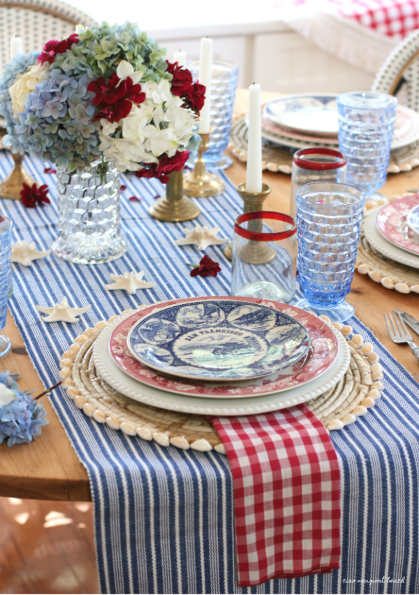 red white and blue tablescape