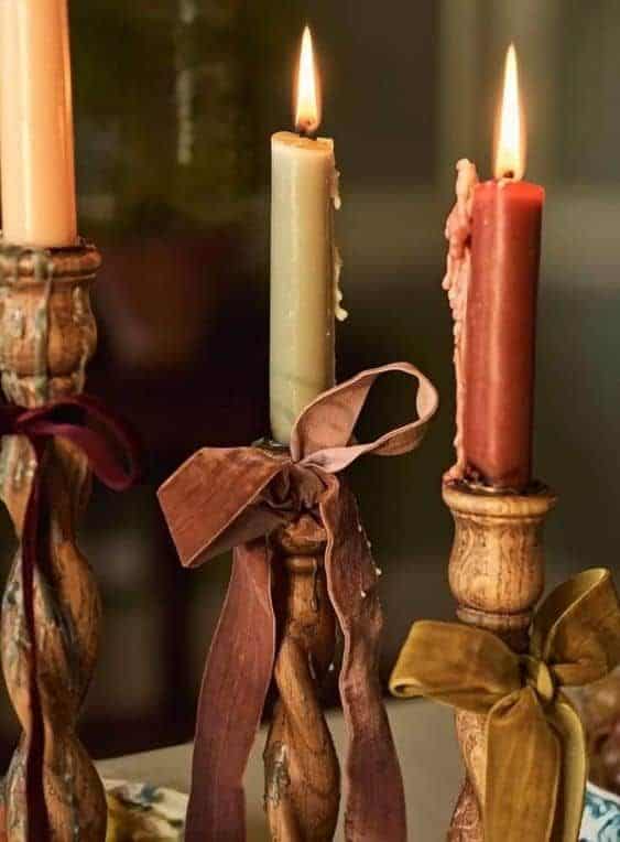 fall candle display - early fall decorating ideas